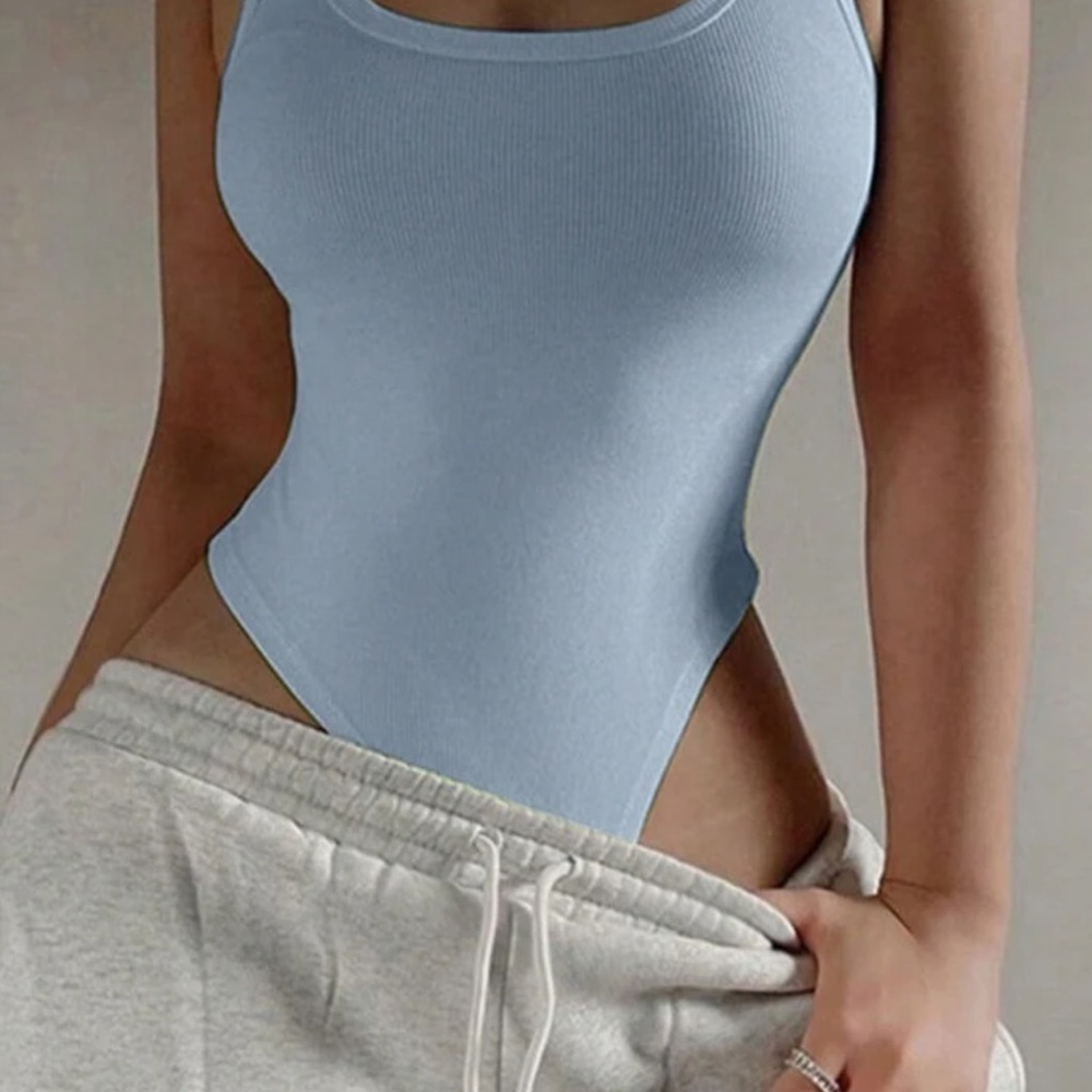 SHEIN Sky Blue Ribbed Top